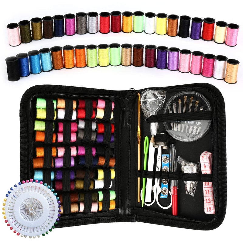OKOMER Sewing Kit, Sewing Kit for Adults, Needle and Thread Kit, Travel Sewing Supplies, Large 128PCS, Basic, Beginner Sewing Kits, Contains Sewing Needles, Thread etc(L) - Image 1